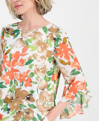 Petite Ruffle-Cuff 3/4-Sleeve Top