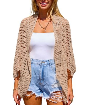 Women's Sandy Beach Khaki Cover-Up Kimono