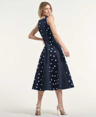 Women's Seamed Square Neck Midi Dress