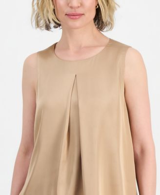 Women's Sleeveless Pleated Satin Top