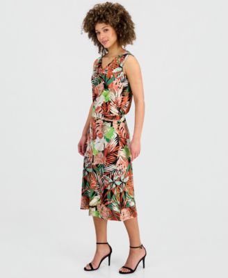 Women's Printed Pull-On Midi Skirt 