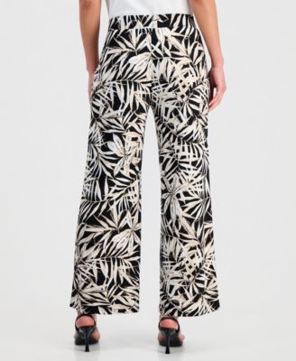 Women's Printed Wide-Leg Pull-On Pants