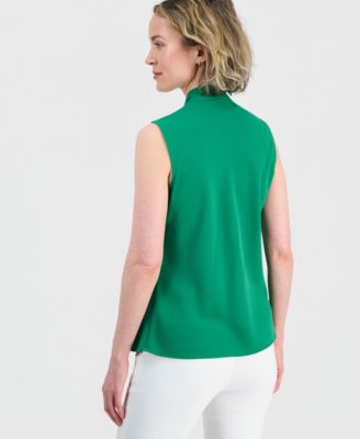 Women's Solid Sleeveless Tie-Neck Blouse