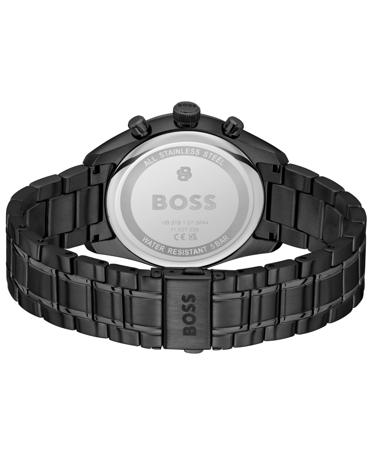 Hugo Boss Men's Grand Prix 44 Quartz Chrono Ionic Plated Black Steel Watch, 44.5mm