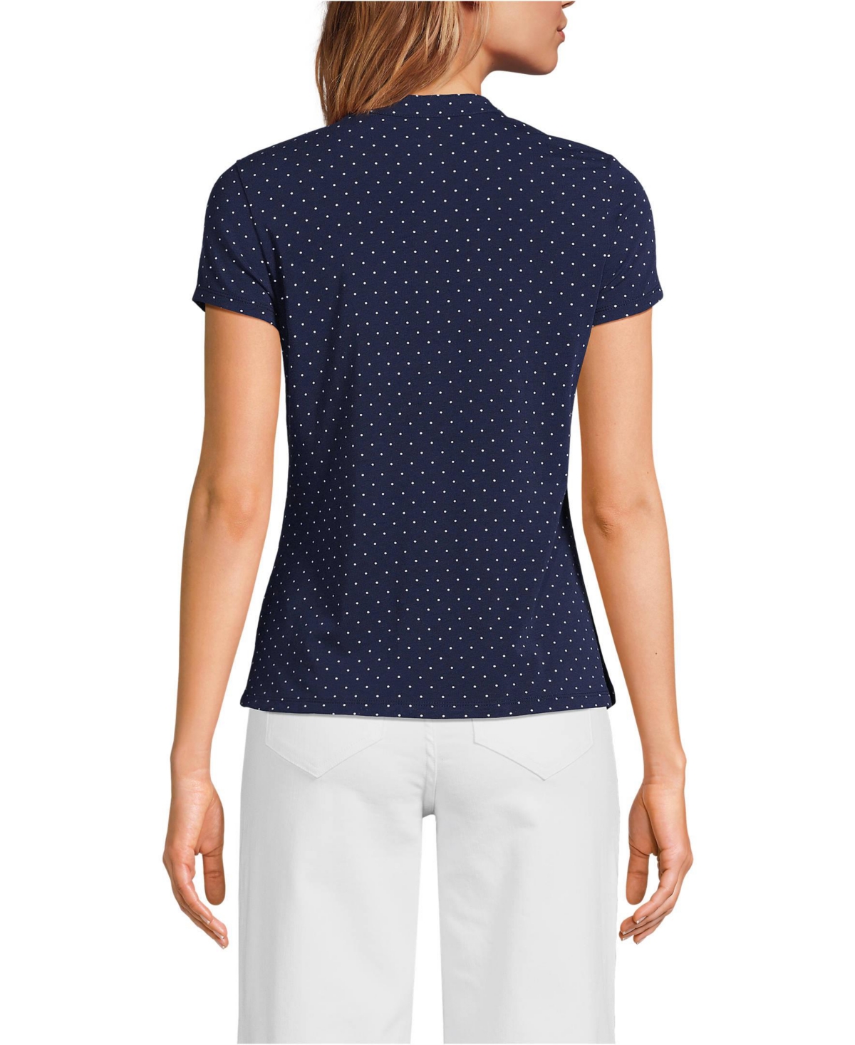 Lands' End Women's Petite Lightweight Jersey Button Pintuck Top