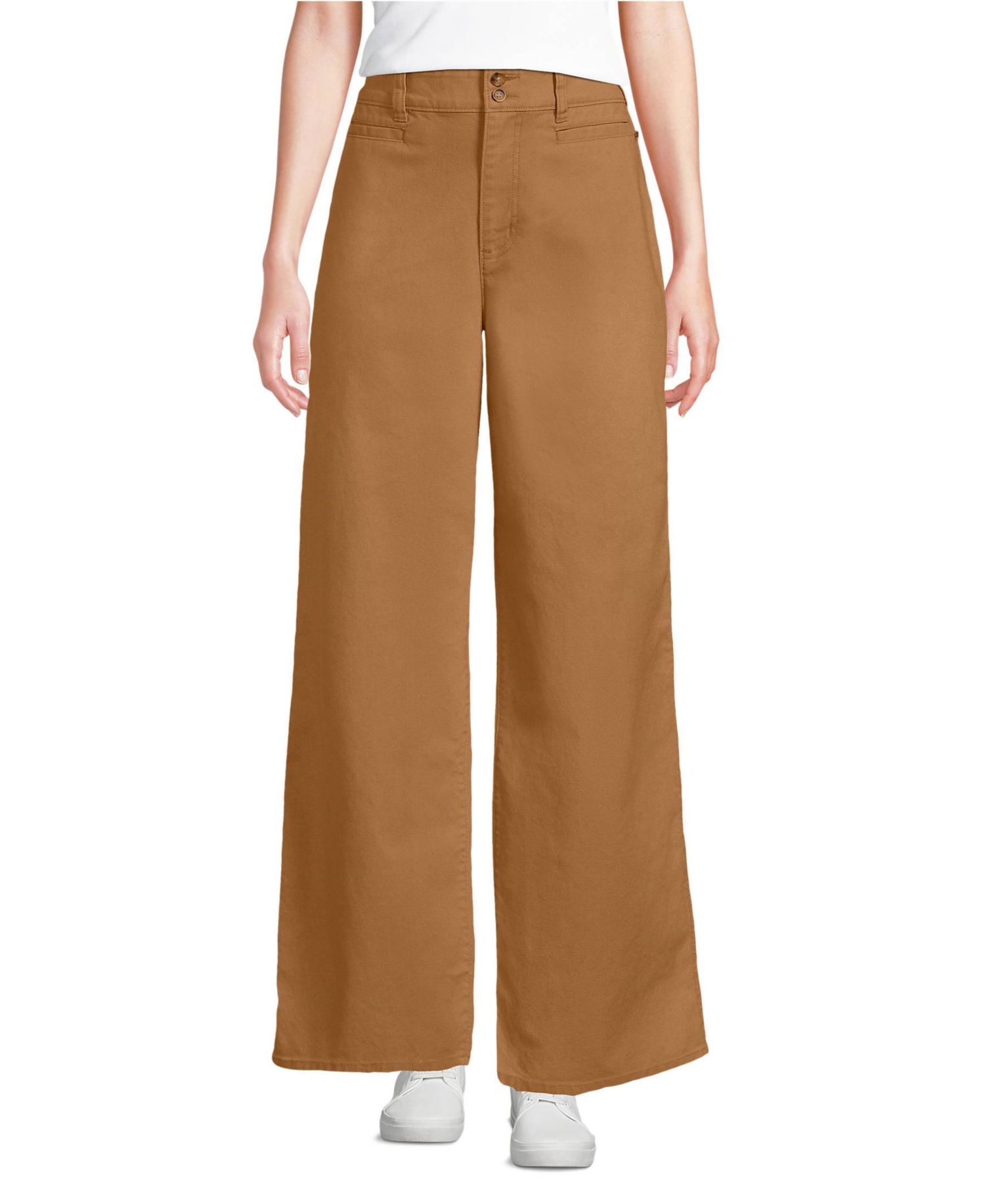 Petite Stretch Canvas High Rise Wide Leg Pants