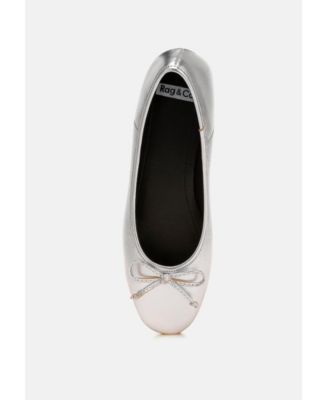 Womens Ipara Bow Detail Metallic Ballerinas