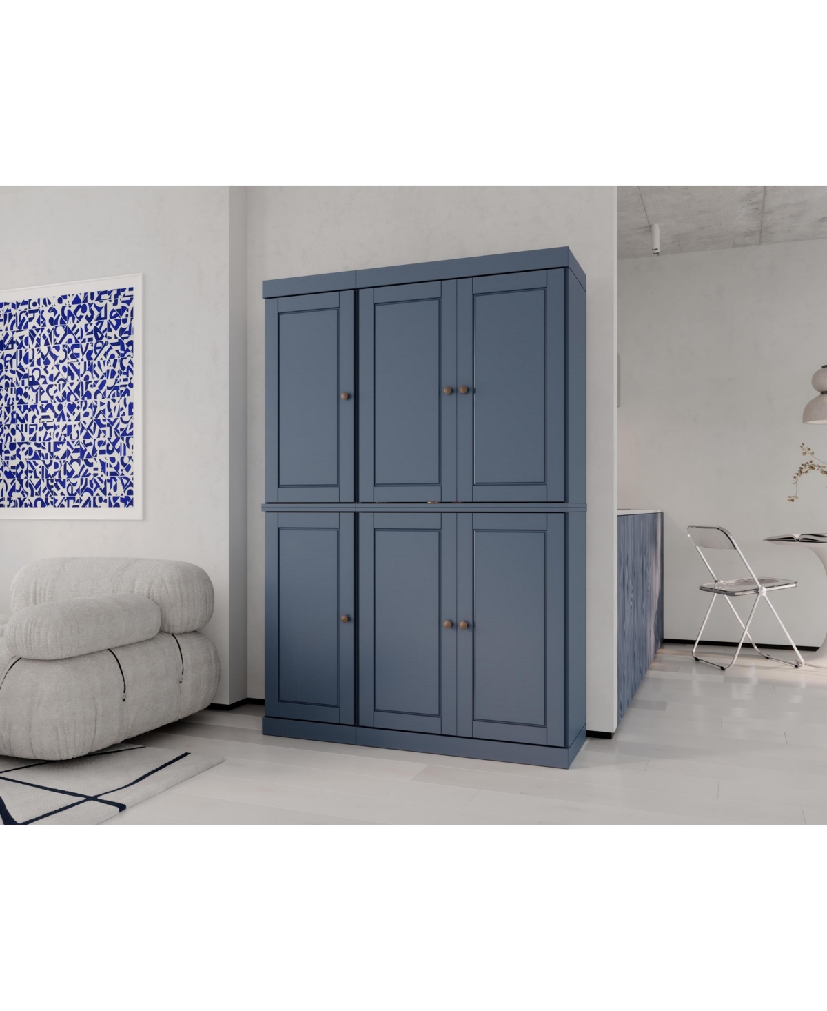 Palace Imports 100% Solid Wood 48.5" Pantry Cabinet with Raised Panel Doors & Adjustable Shelves