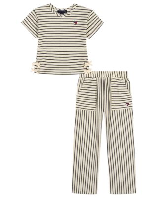 Girls' 4-6x Round Neck Top and Wide Leg Pants, 2-Peice Set
