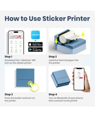 PM290C Inkless Sticker Maker: Portable Bluetooth Printer with 3 Paper Rolls
