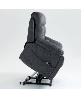 Velvet Electric Lift Recliner with Heating and Massage, Power Lift Sofa Chair with 2 Pocket Cup Holders, 2 Remote Controls, 4 OKIN Motors