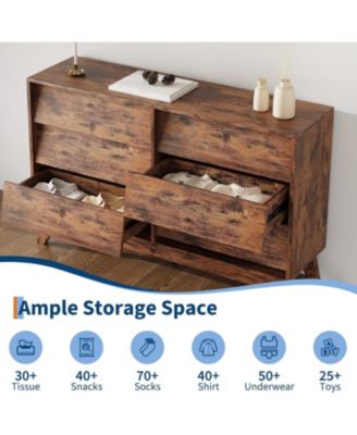 6 Dresser for Bedroom, 47" Wide Dresser, Freestanding Horizontal Drawer with Storage, Wooden Closet Chest Storage for Living Room, Hallway