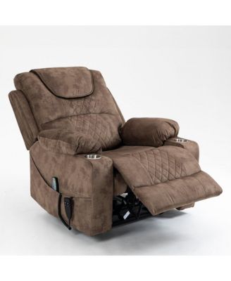 Leather Recliner Chair with 2 Cup Holder, Lounge Chair Power Lift Chair Relax Sofa Chair