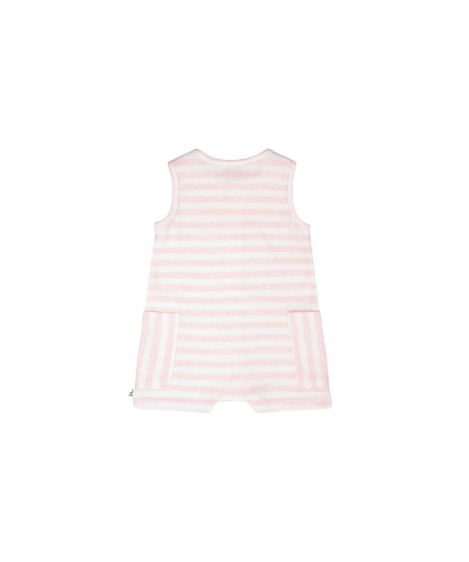 Baby Boys Cotton Striped Romper White and Pink Stripes