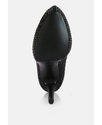 Womens Clarisse Diamante Faux Suede High Heeled Pumps