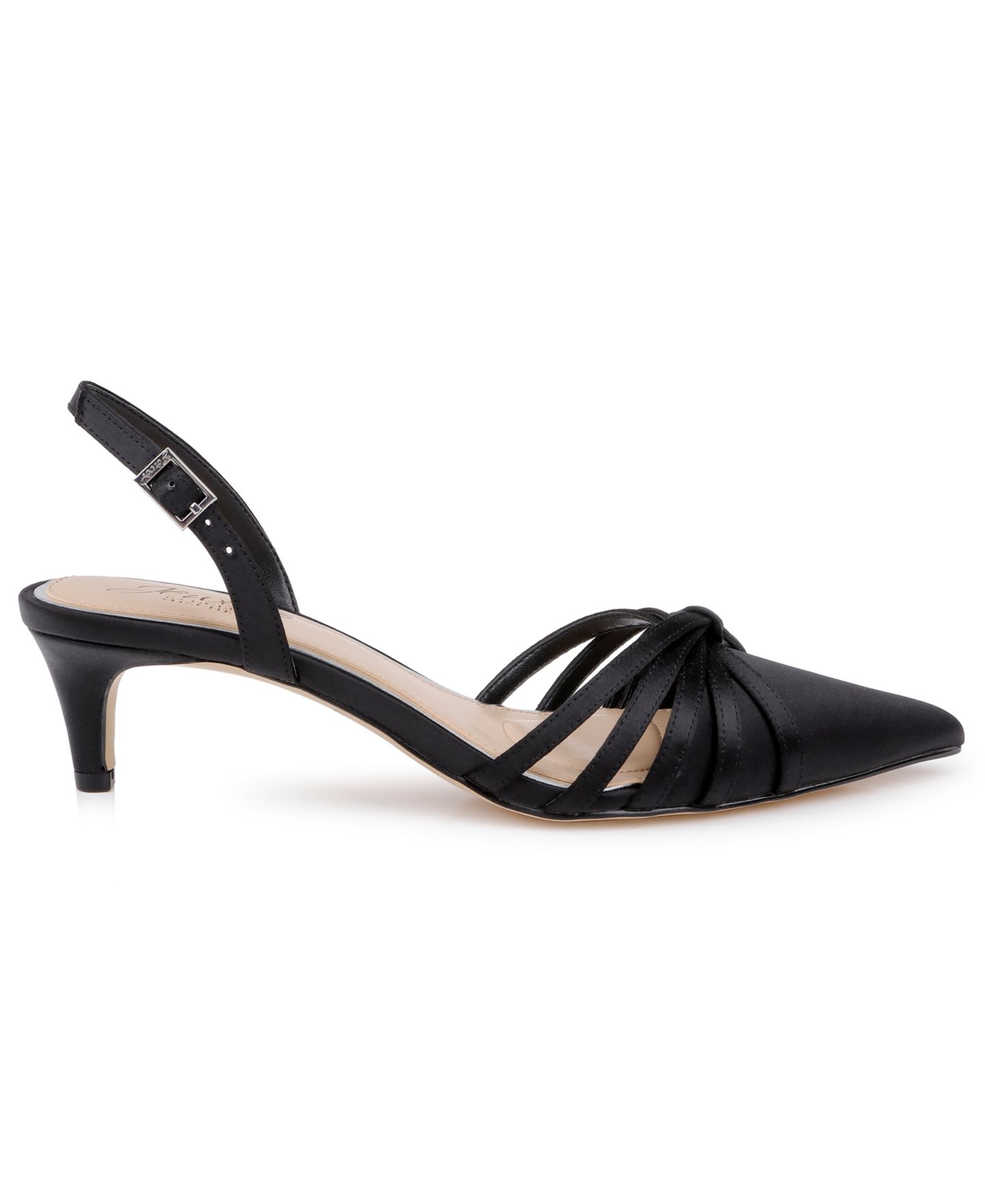 Женские туфли Jewel Badgley Mischka Patricia Slingback Dress Pumps, цвет: Чёрный атласный — фото 2