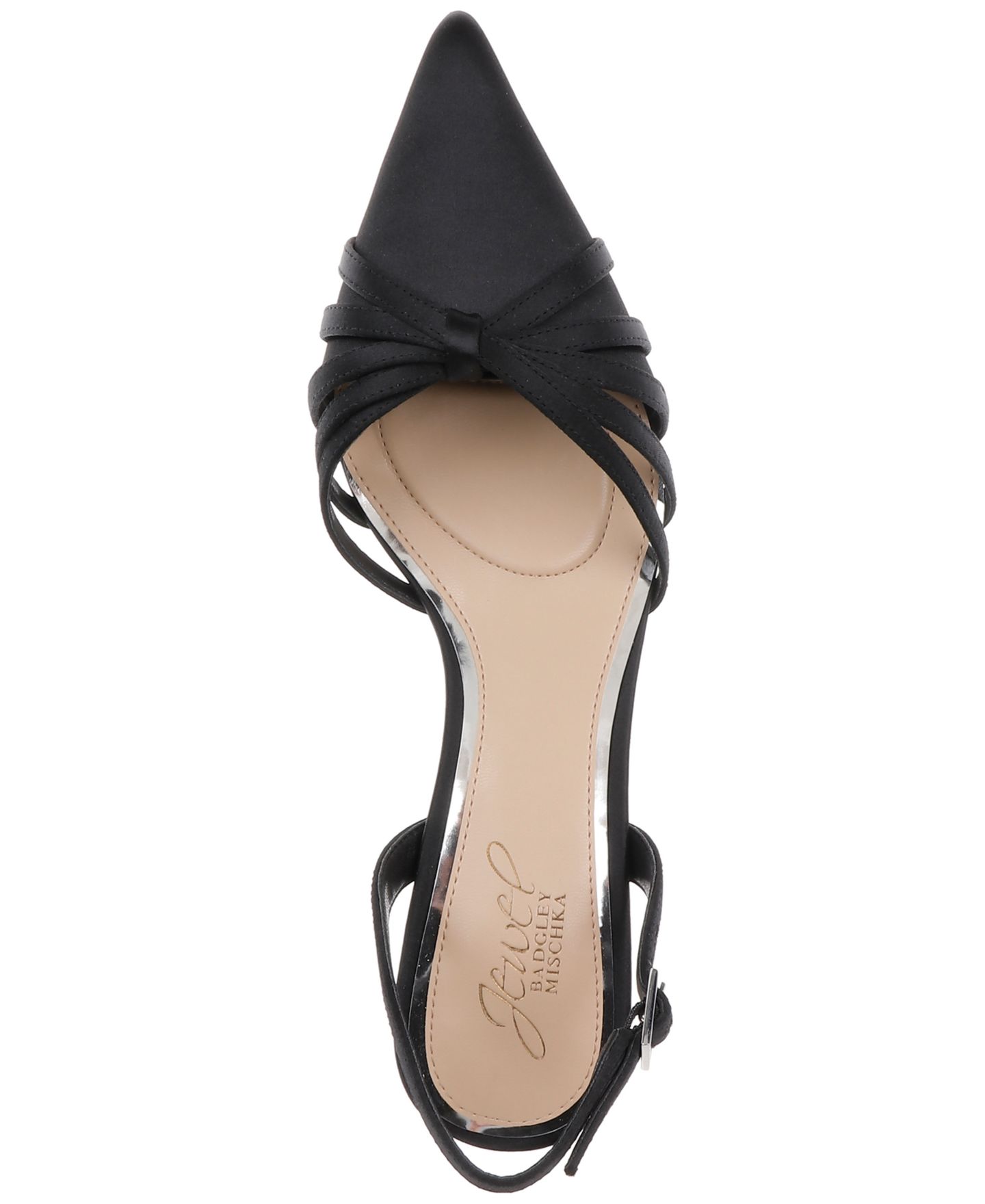 Женские туфли Jewel Badgley Mischka Patricia Slingback Dress Pumps, цвет: Чёрный атласный — фото 4