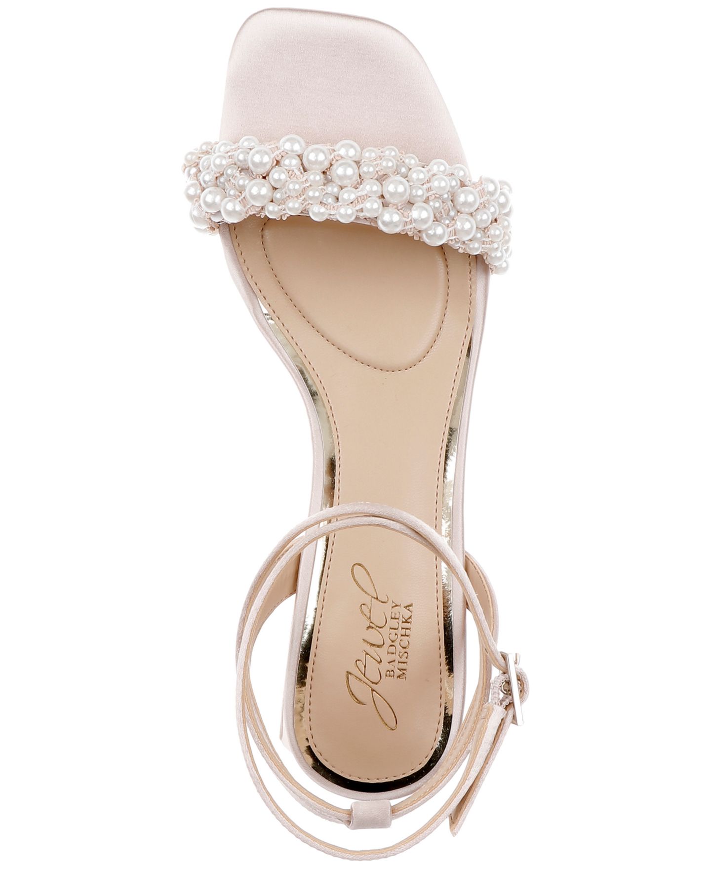 Женские сандалии Jewel Badgley Mischka Payton Square Toe Evening, цвет: Шампань атласный — фото 4