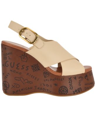 Women's Yarisel Logo-Embossed High Platform Wedge Sandals