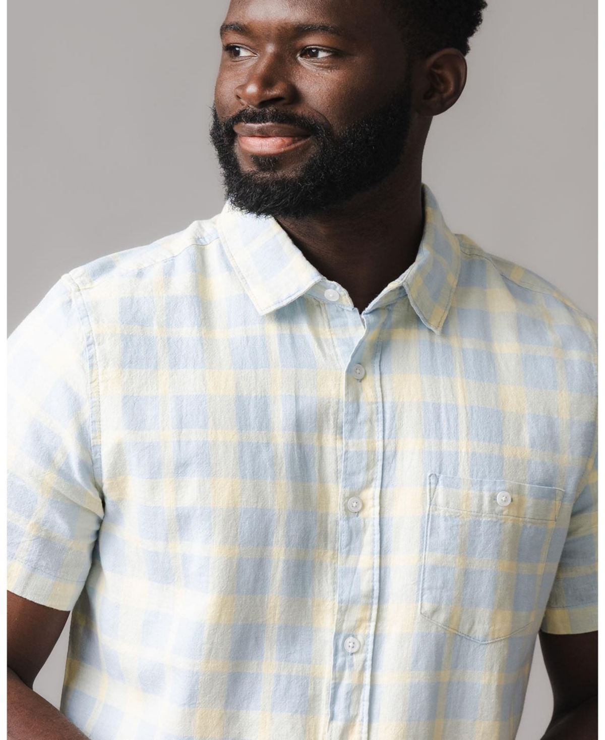 Hope & Henry Men's Linen Short Sleeve Button Down Shirt