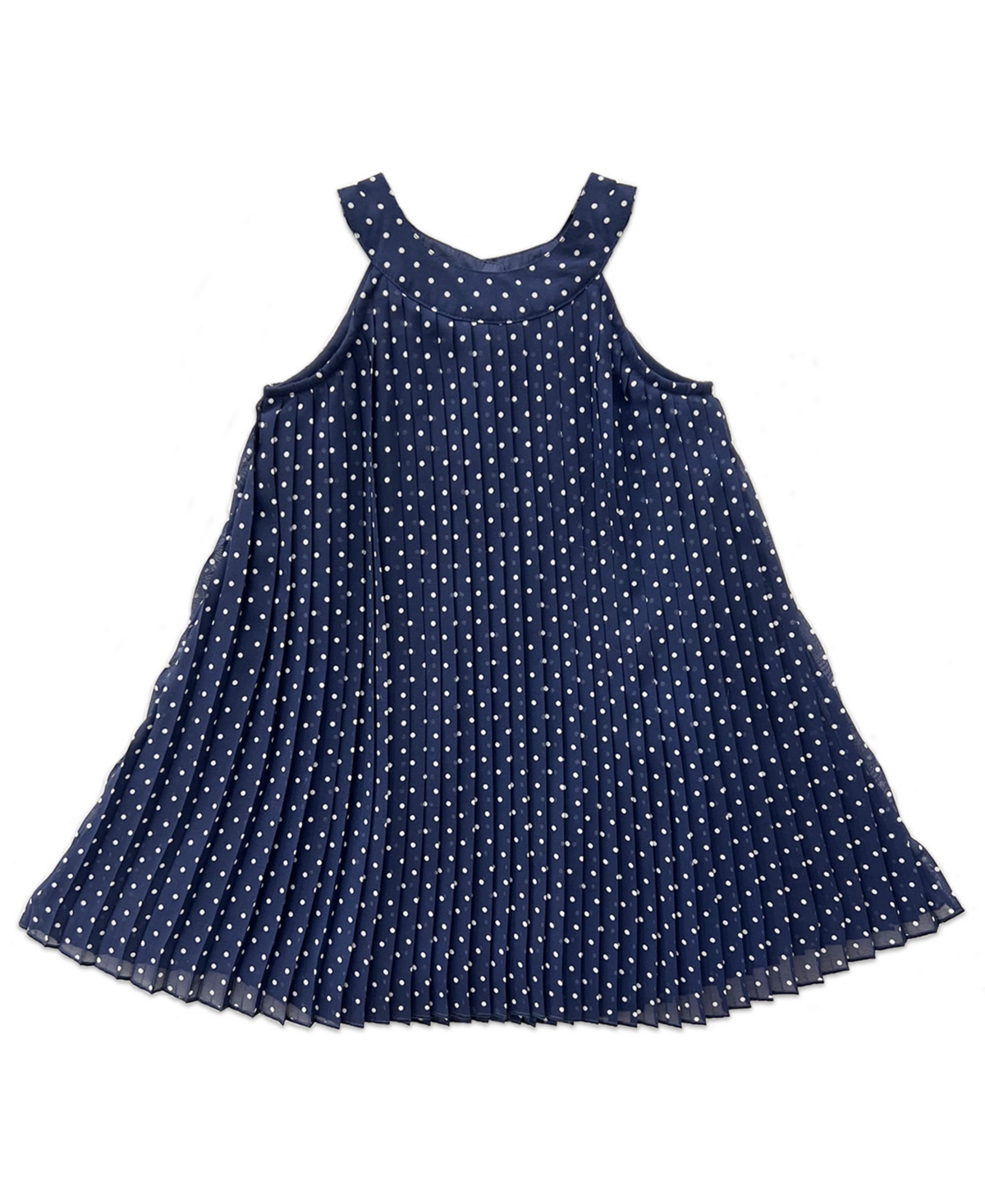 Blueberi Boulevard Girls' 2T-6X Pindot Pleated Chiffon Swing Sleeveless Dress with Hat