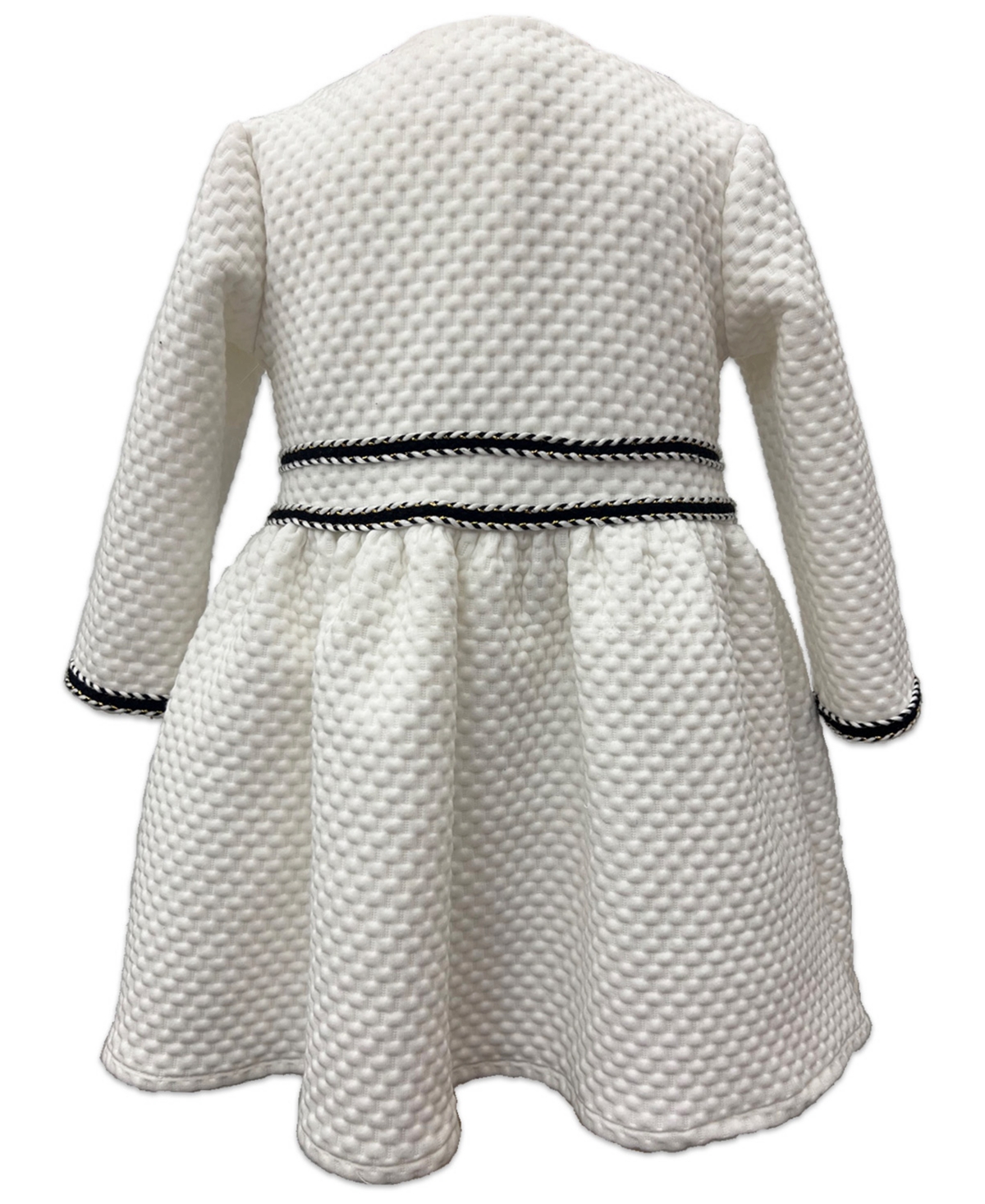 Blueberi Boulevard Girls' 2T-6X Textured Knit Coat Round Neck Dress