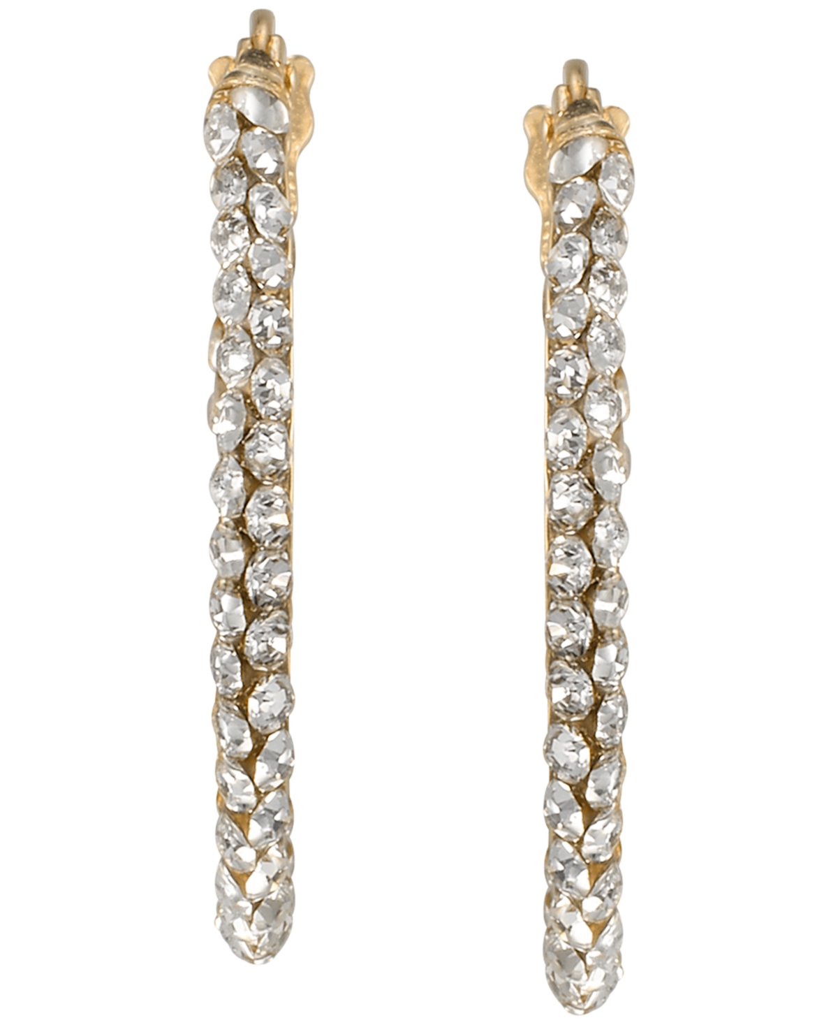 Macy's Clear Crystal (0.65 ct. t.w.) Oval Hoop Earrings in 10k Yellow Gold
