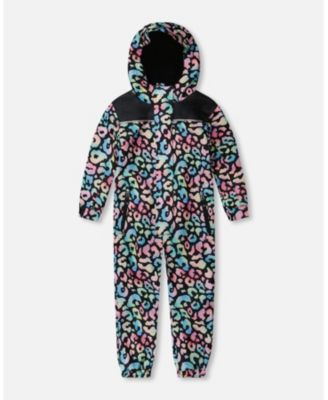 Girl Kids Mid-Season One-Piece Outerwear Black Animal Print - Toddler