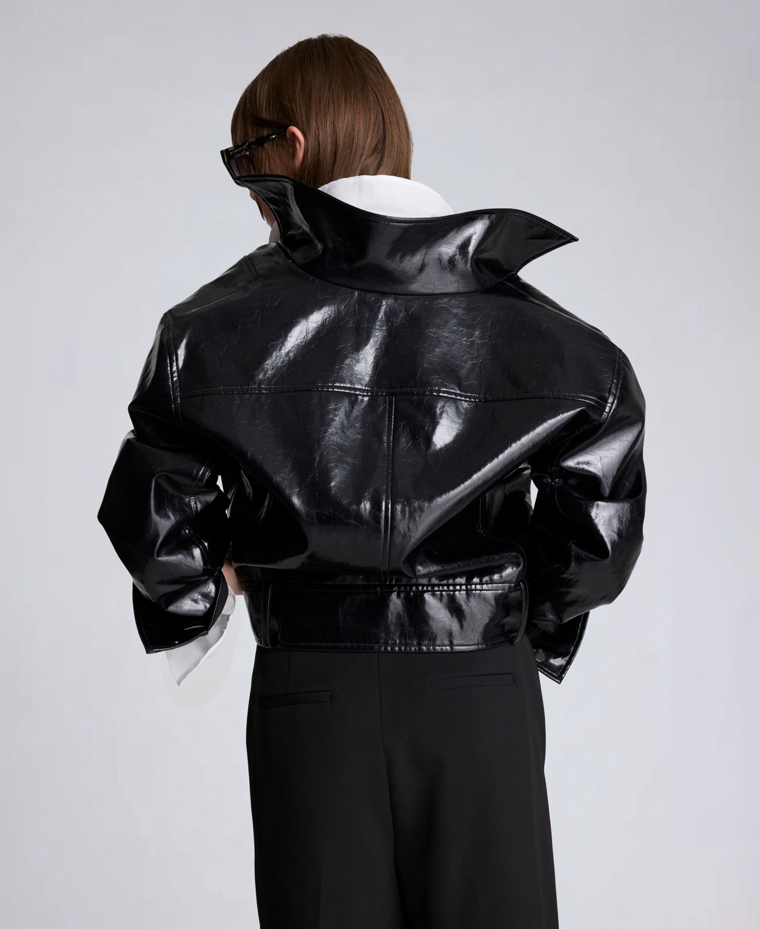 Women's Faux-Leather Zip-Front Moto Jacket