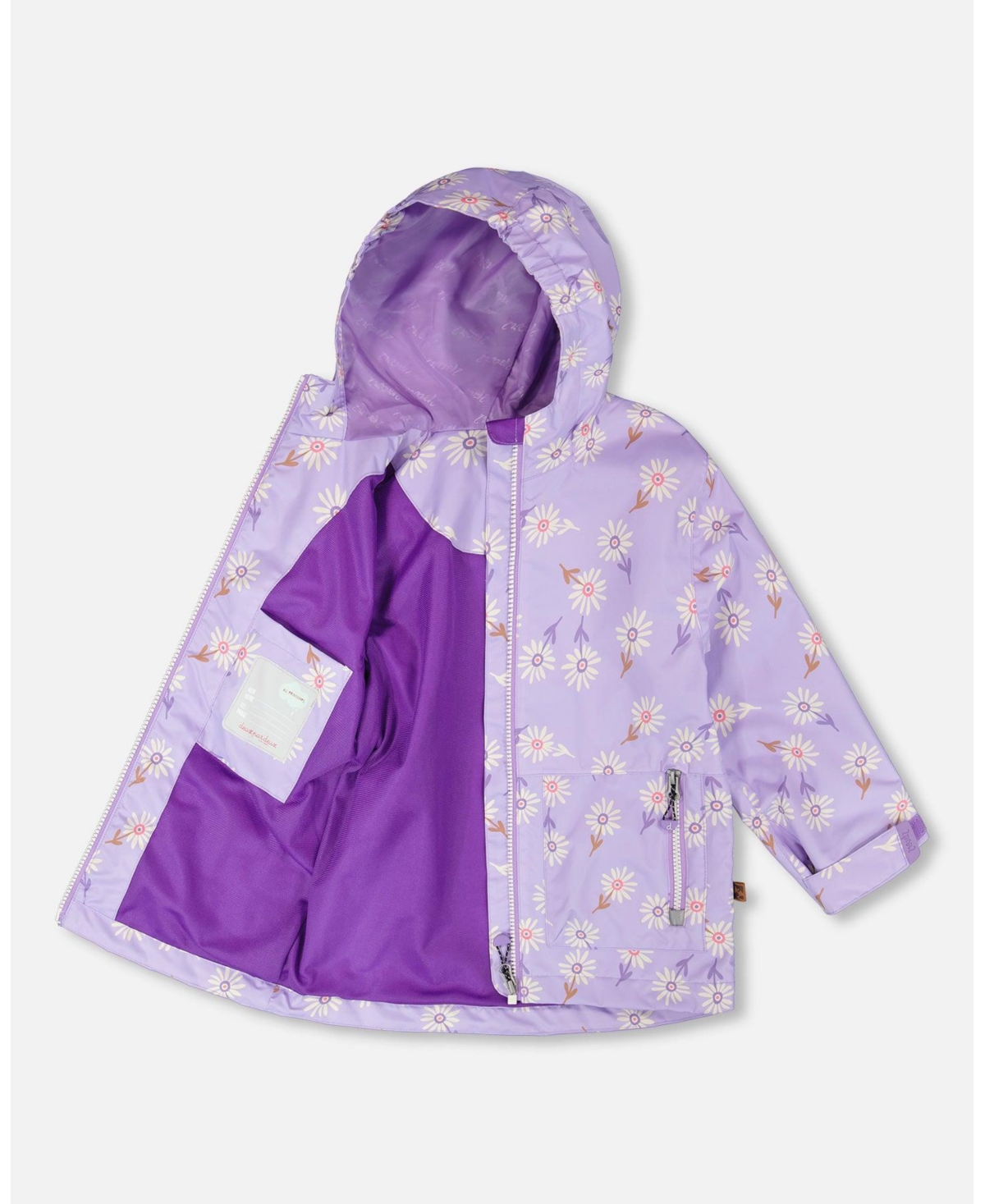 Deux par Big Girls Mid-Season Jacket Purple Daisy Print