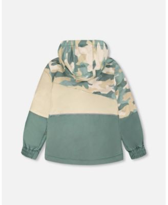 Big Boys Mid-Season Jacket Green Camouflage Print