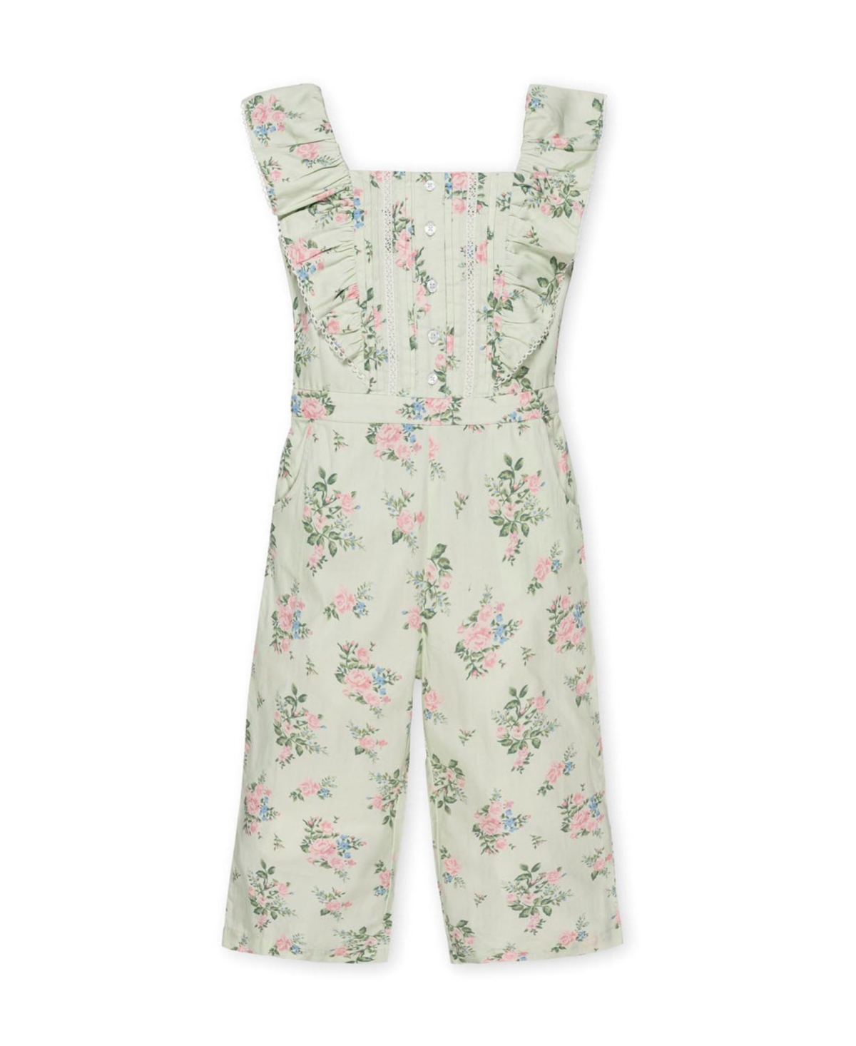 Hope & Henry Little Girls Organic Flutter Sleeve Sateen Jumpsuit