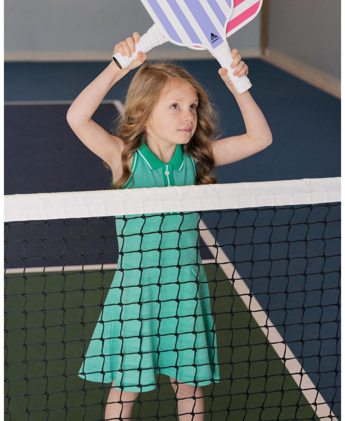 Hope & Henry Little Girls Organic Sleeveless Pique Polo Dress