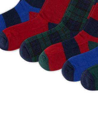 Men's Blackwatch Tartan & P-Wing Crew Socks, 6-Pack