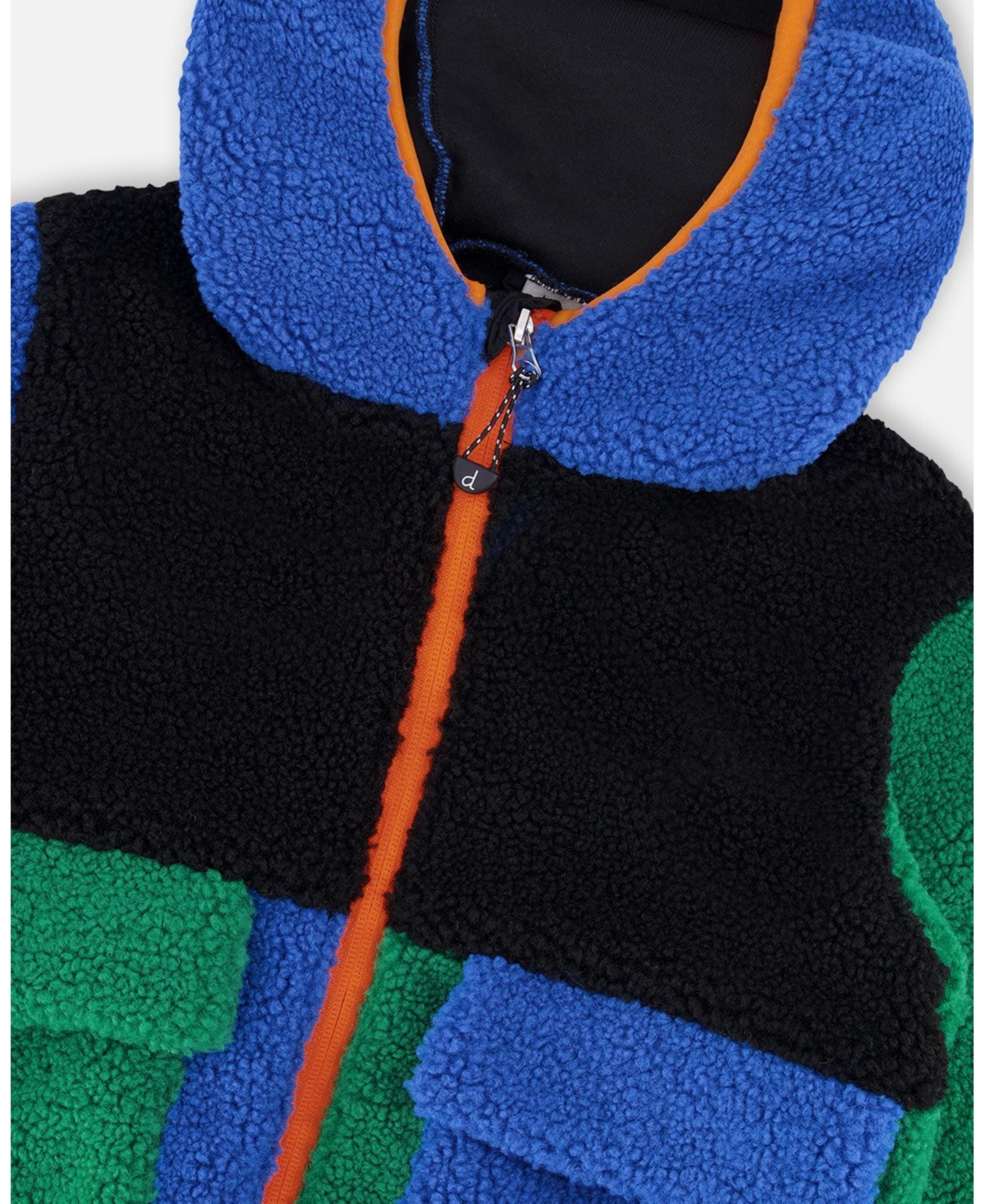 Deux par Toddler Boy Sherpa Jacket Blue Colorblock