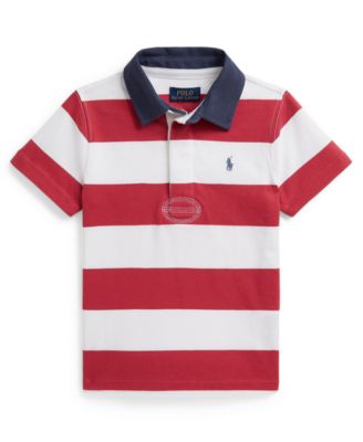 Boys' 2-7 Striped Cotton Short-Sleeve Rugby Shirt