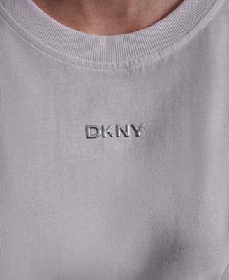 Women's Metallic Bubble Logo Drop Shoulder Pull-On T-Shirt