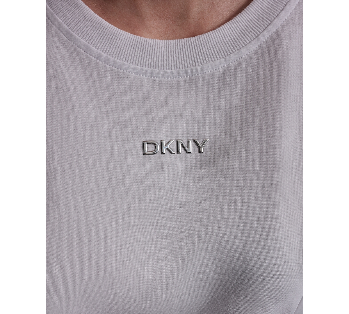 Dkny Sport Women's Metallic Bubble Logo Drop Shoulder Pull-On T-Shirt