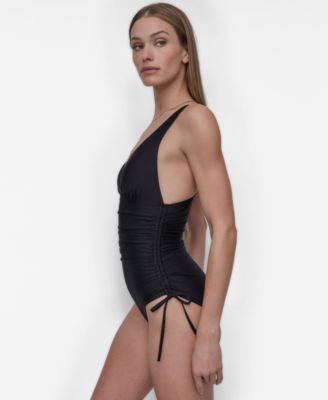 Women's Side Adjustable Tie Plunge One-Piece Swimsuit