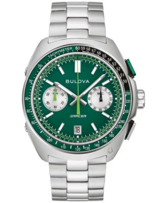 Men's Racing Racer Silver-Tone Stainless Steel Bracelet Watch 42mm