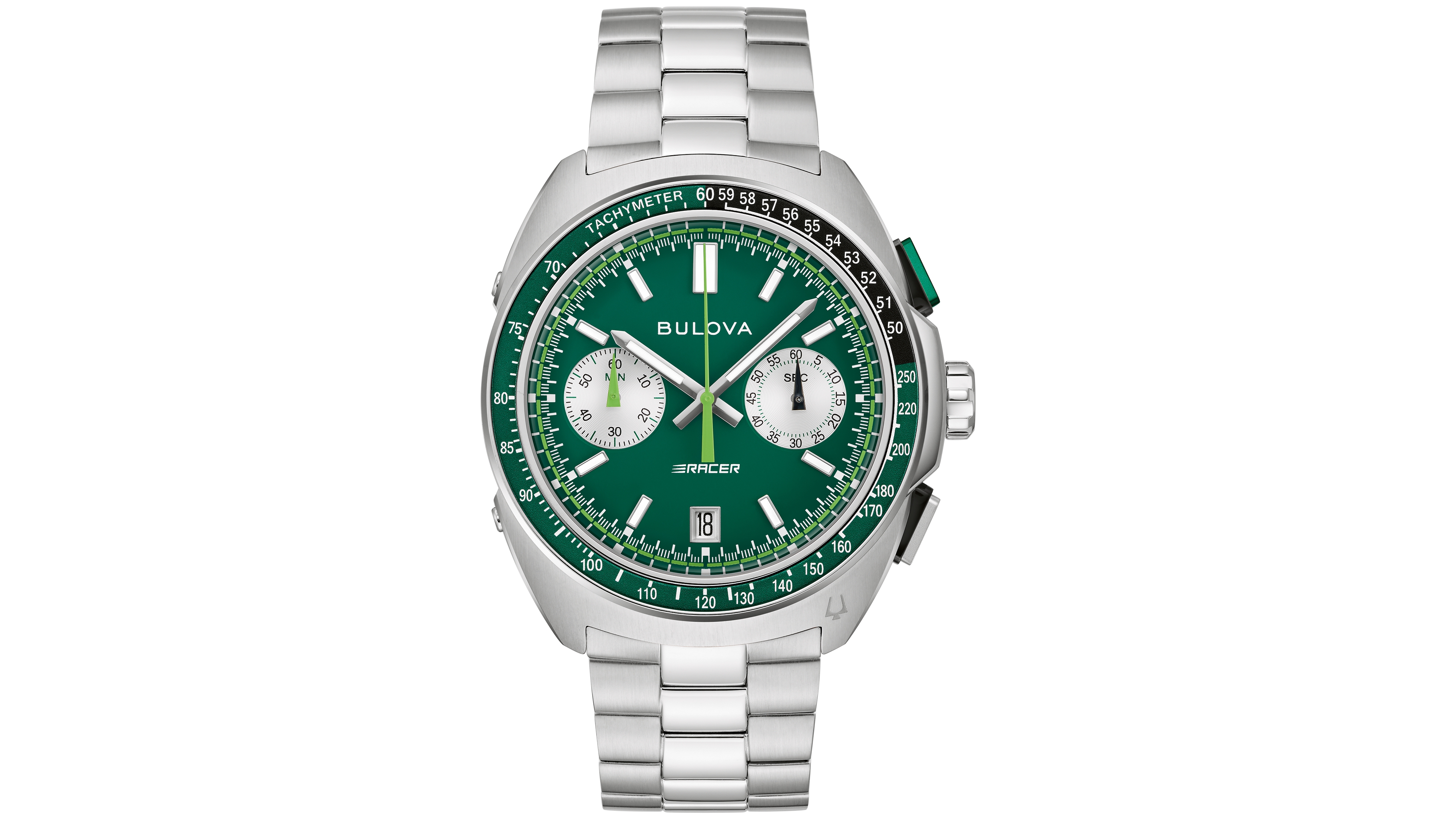 Bulova Men's Racing Racer Silver-Tone Stainless Steel Bracelet Watch 42mm