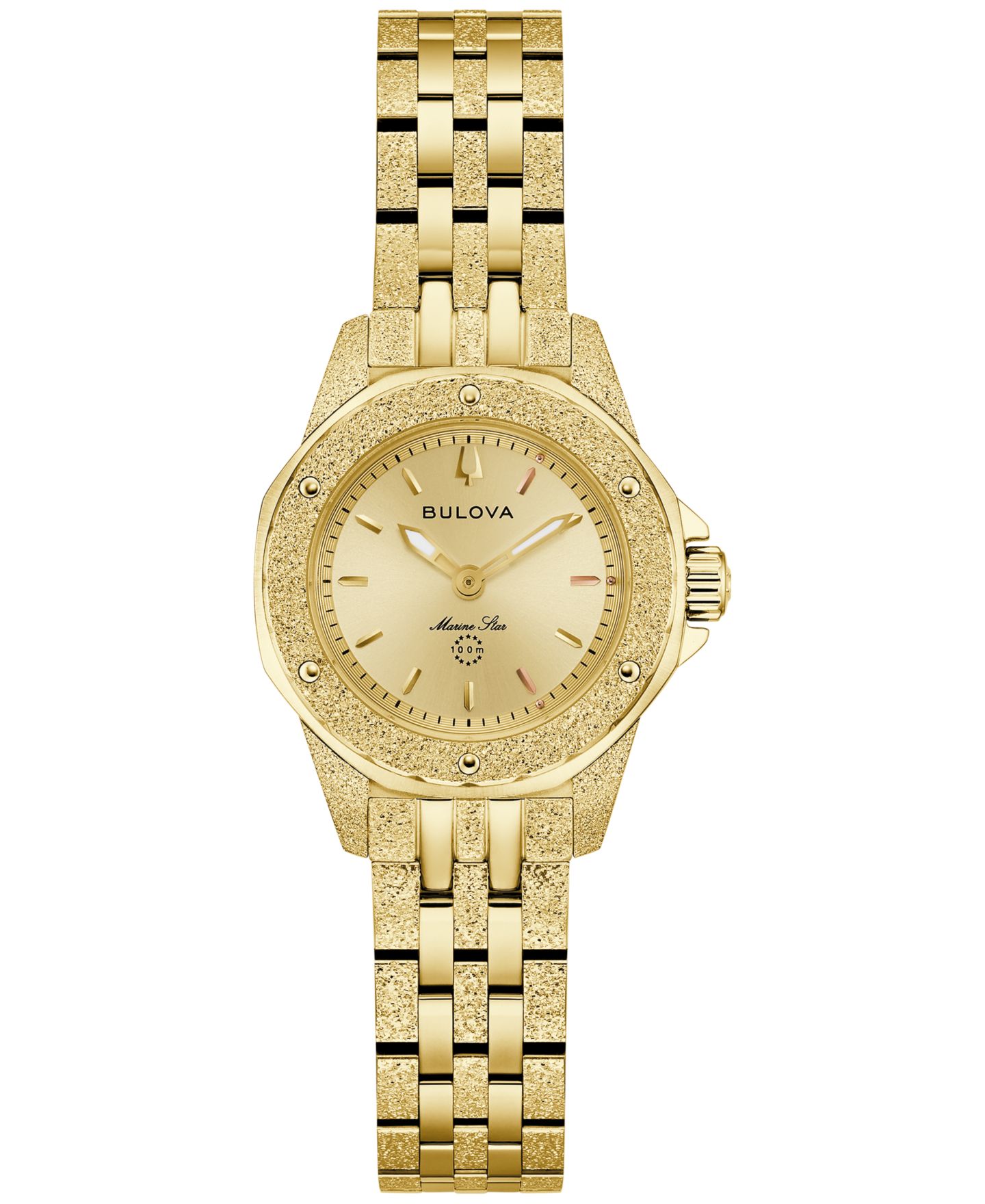 Женские часы Bulova Marine Star Series A Marc Anthony Gold-Tone Stainless Steel Bracelet Watch 35mm — фото 1