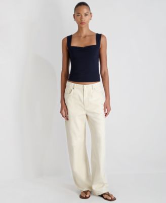 Women's Maisie Ruched Front Fitted Sweetheart Tank Top