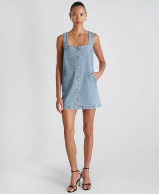 Women's 90s Denim Button-Front Sleeveless Dress