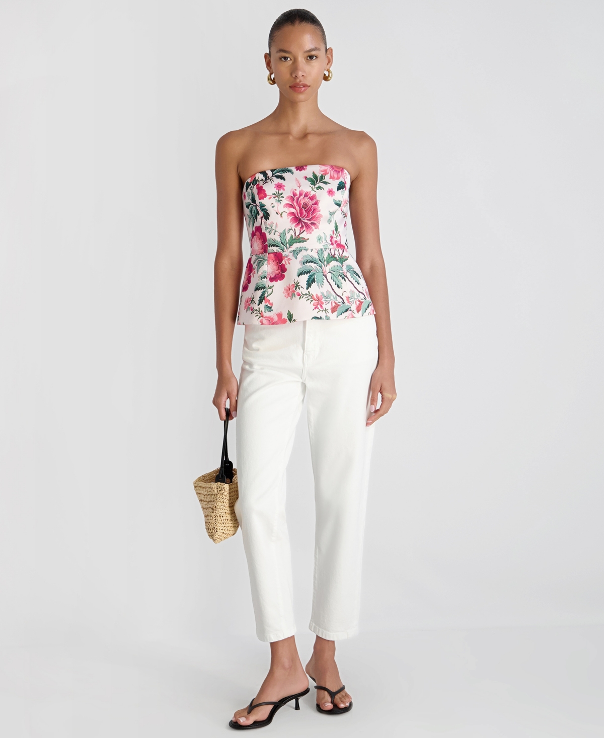 French Connection Women's Cooper Linen Strapless Oversized Blouson Top