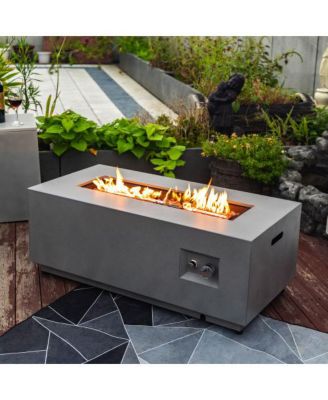 42inch Rectangle Steel Fire Pit Outdoor Fire Table with Glass Wind Guard