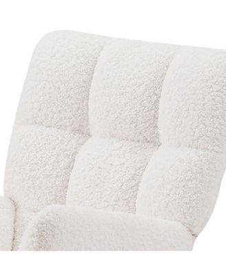 Off White Comfy Upholstered High Backrest Rocking Chair for Nursing Baby Reading Napping Nursery Living Room