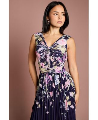 Women's Twist Front Printed Midi Dress