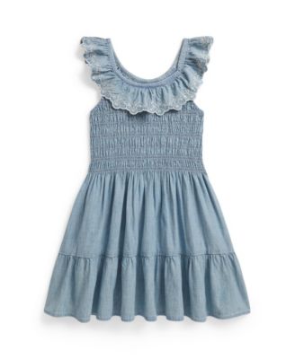 Girls' 2-6X Blueberry-Overlay Round Neck Dress