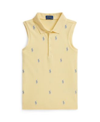 Girls' 7-16 Four-Button Placket Pony Stretch Mesh Polo Shirt